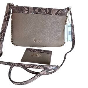 Brand New Cute JESSICA SIMPSON 2 PCs GIFT SET In Soft BEIGE Crossbody Purse